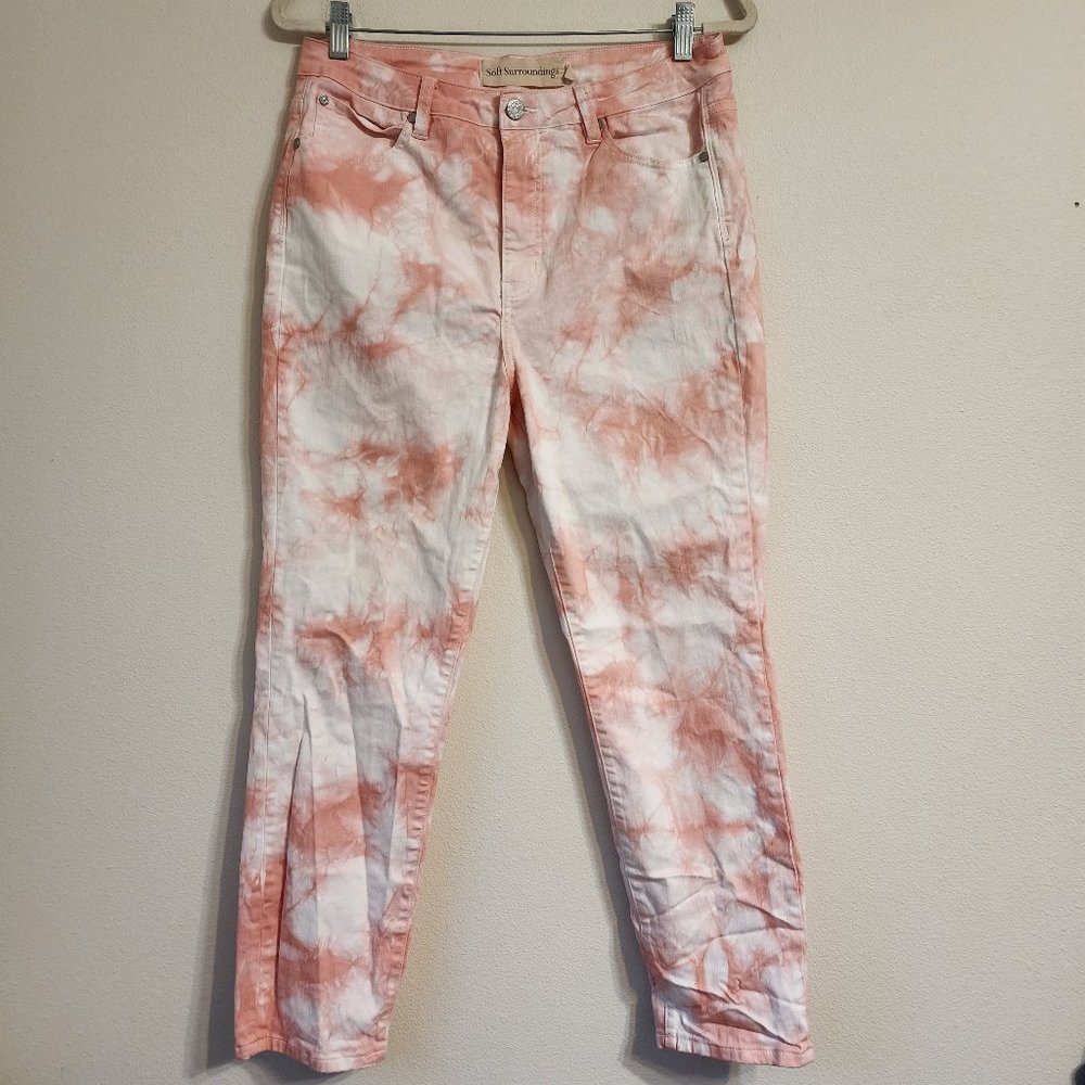 Soft Surroundings Size 12 The Ultimate Tie Dye High Rise Skinny Jeans Pink Pant